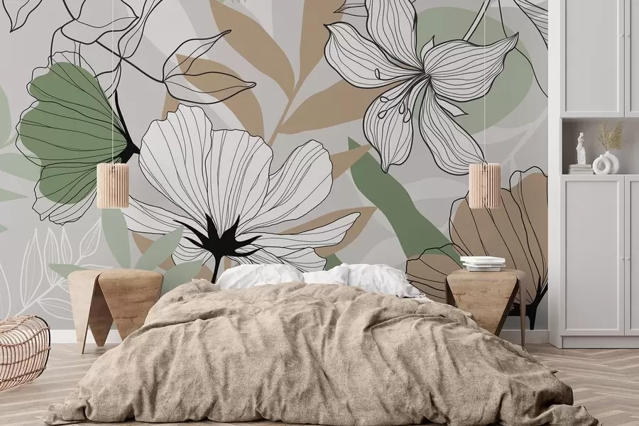 murales de pared Plantas y flores abstractas w04898v2