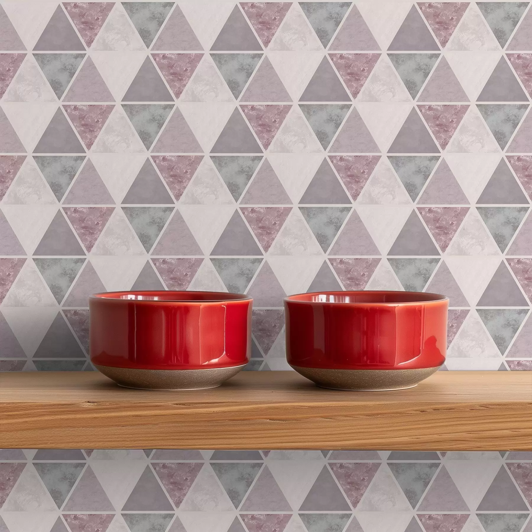 murales de pared Triángulos suaves en tonos gris-rosa y empolvados a00918