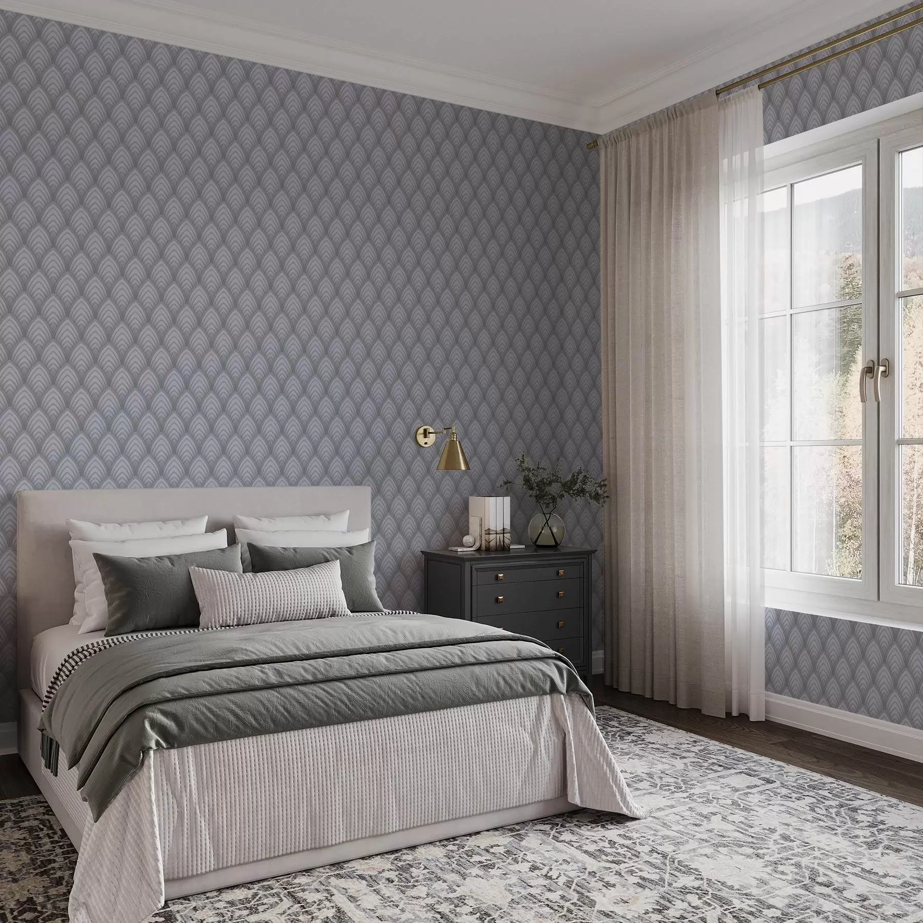 murales de pared Arcos volumétricos similares a una escala de grises con un suave degradado a00989