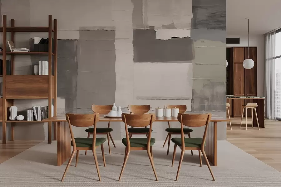 murales de pared Rectángulos de textura tranquila en tonos gris-beige w04958