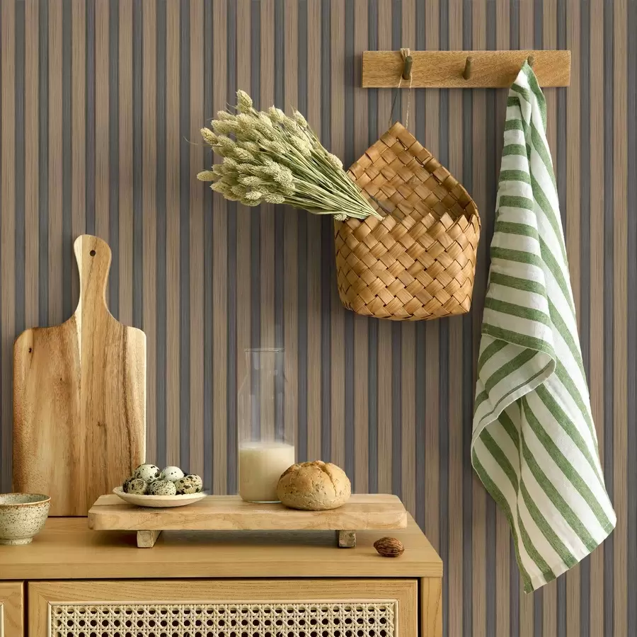 murales de pared Lamas verticales de madera y gris con un ritmo contrastante. a00992