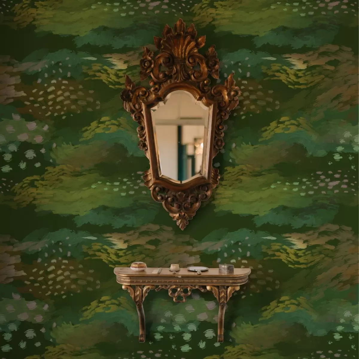 Papel pintado Rica abstracción verde con pinceladas enérgicas. a00999v3