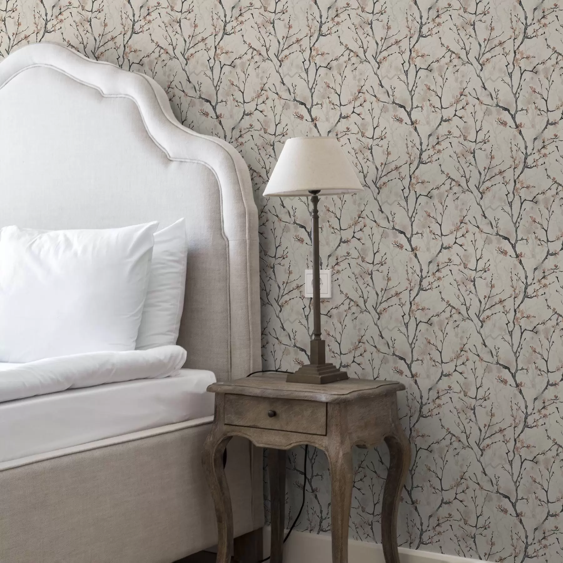 murales de pared Ramas de sakura pintadas con acuarela sobre un fondo claro a01033