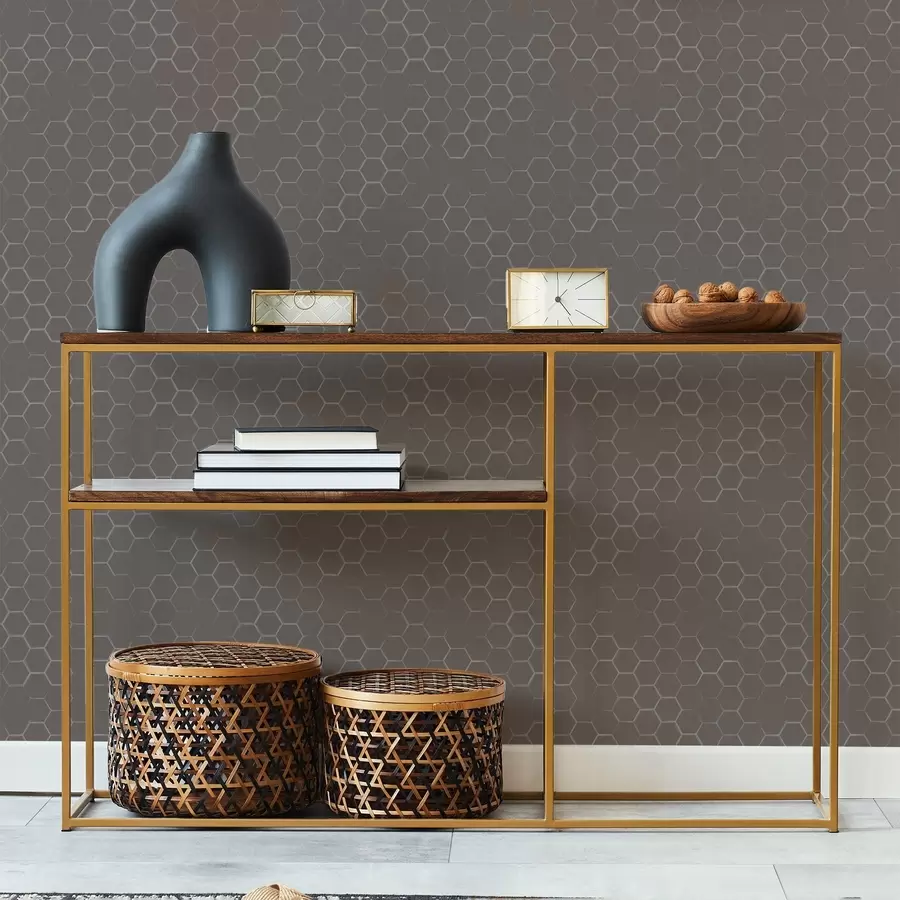 murales de pared Denso patrón hexagonal en suaves tonos grises a01060v2