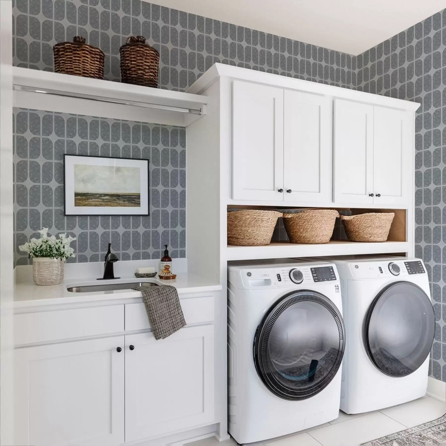 murales de pared Mosaico gris con arcos rectangulares y textura suave a01068