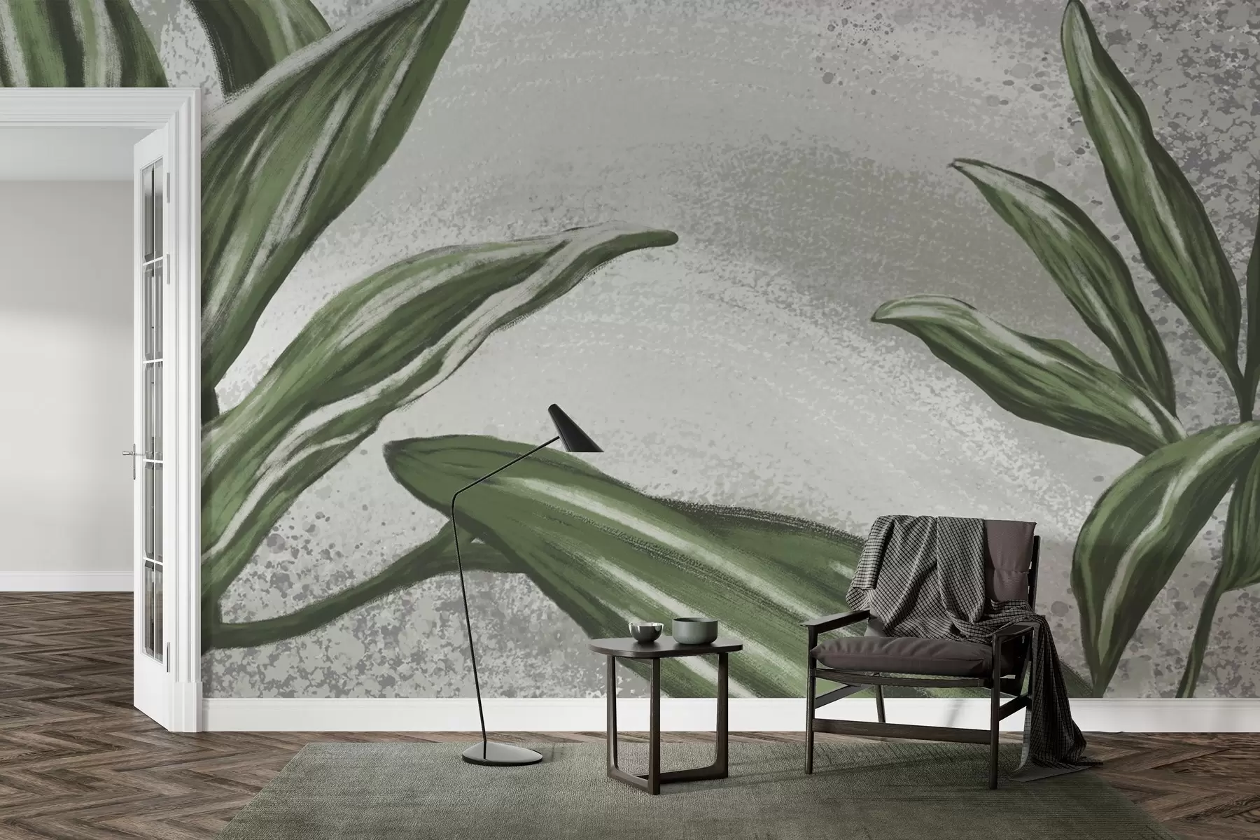 murales de pared Exuberante vegetación sobre un fondo texturizado w01682