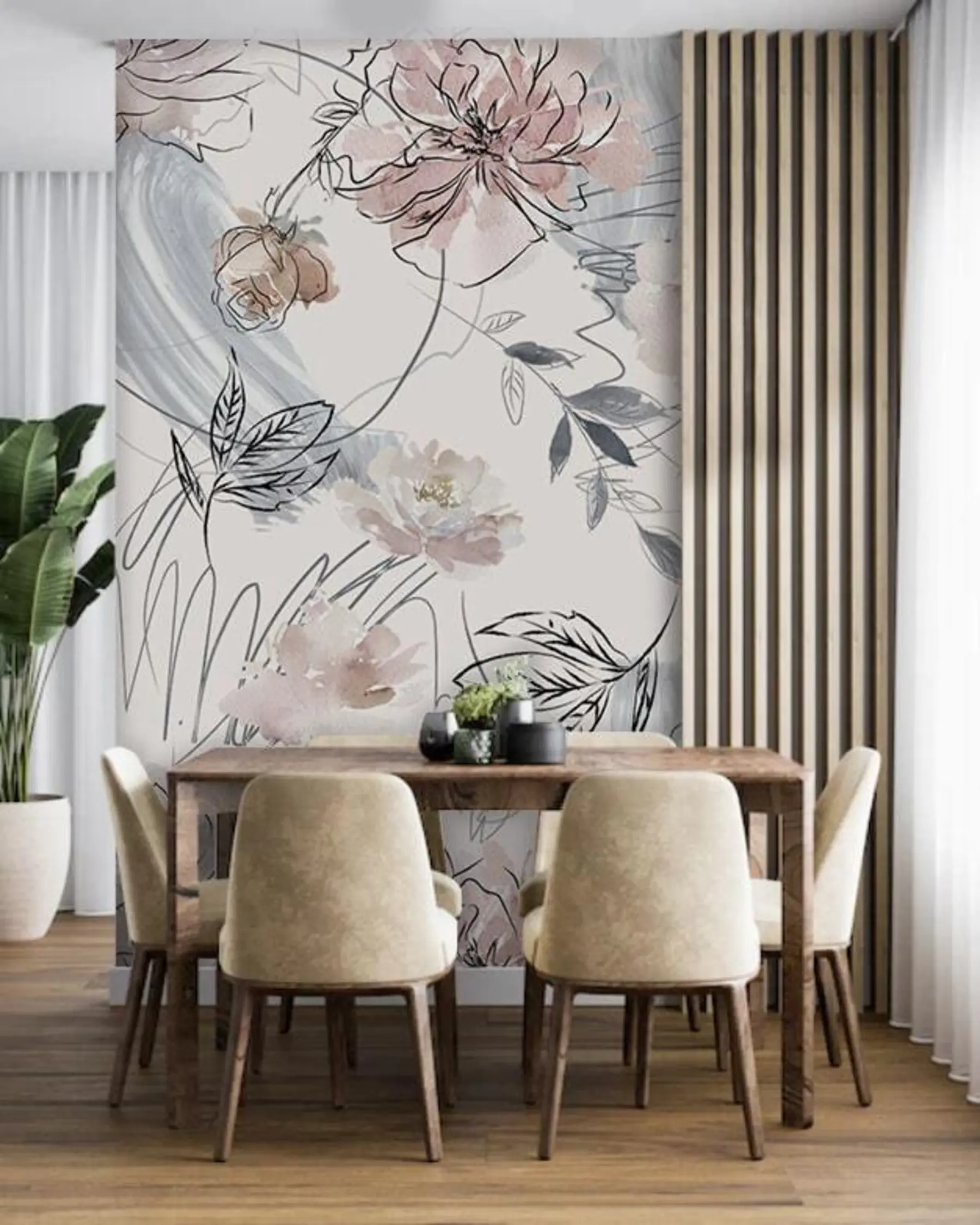 murales de pared Flores de acuarela u71515