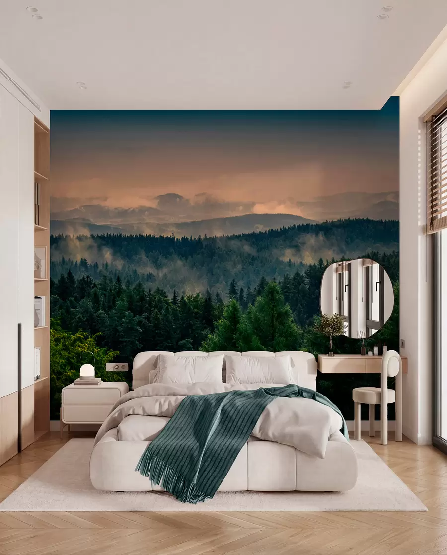 murales de pared Árboles de árboles en la niebla u72174