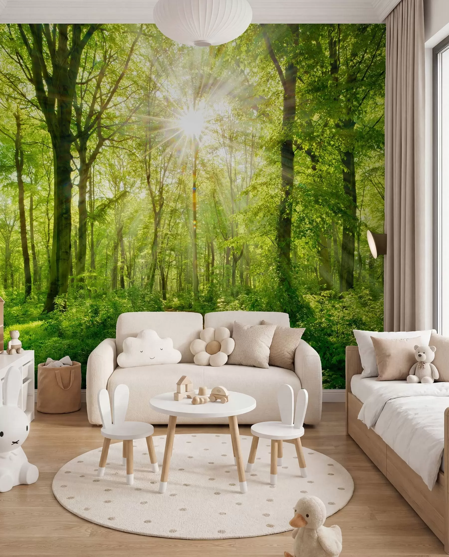 murales de pared Sendero bajo ramas verdes u22252