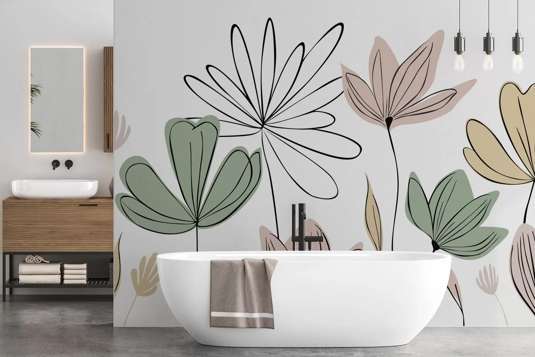 murales de pared flores abstractas w05191