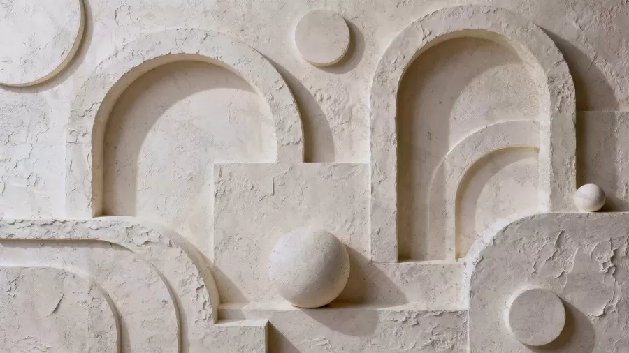 murales de pared Geometría volumétrica hecha de hormigón w05186