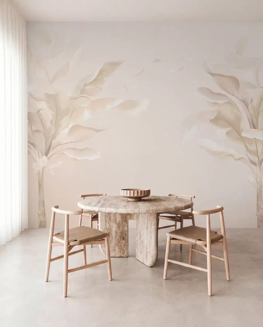 murales de pared Plantas decorativas aireadas en cálidos tonos cremosos. w05126