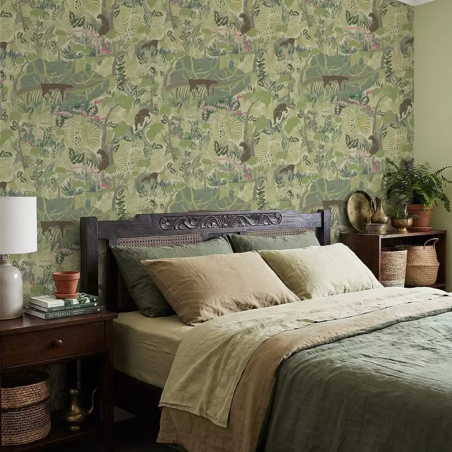 murales de pared Escena forestal con animales y follaje denso a01108