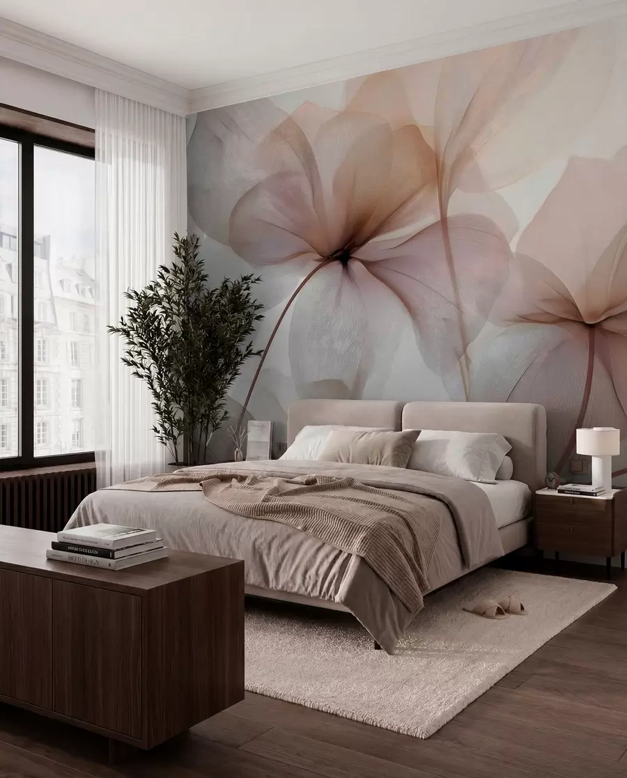 murales de pared flores semitransparentes con vetas w05070