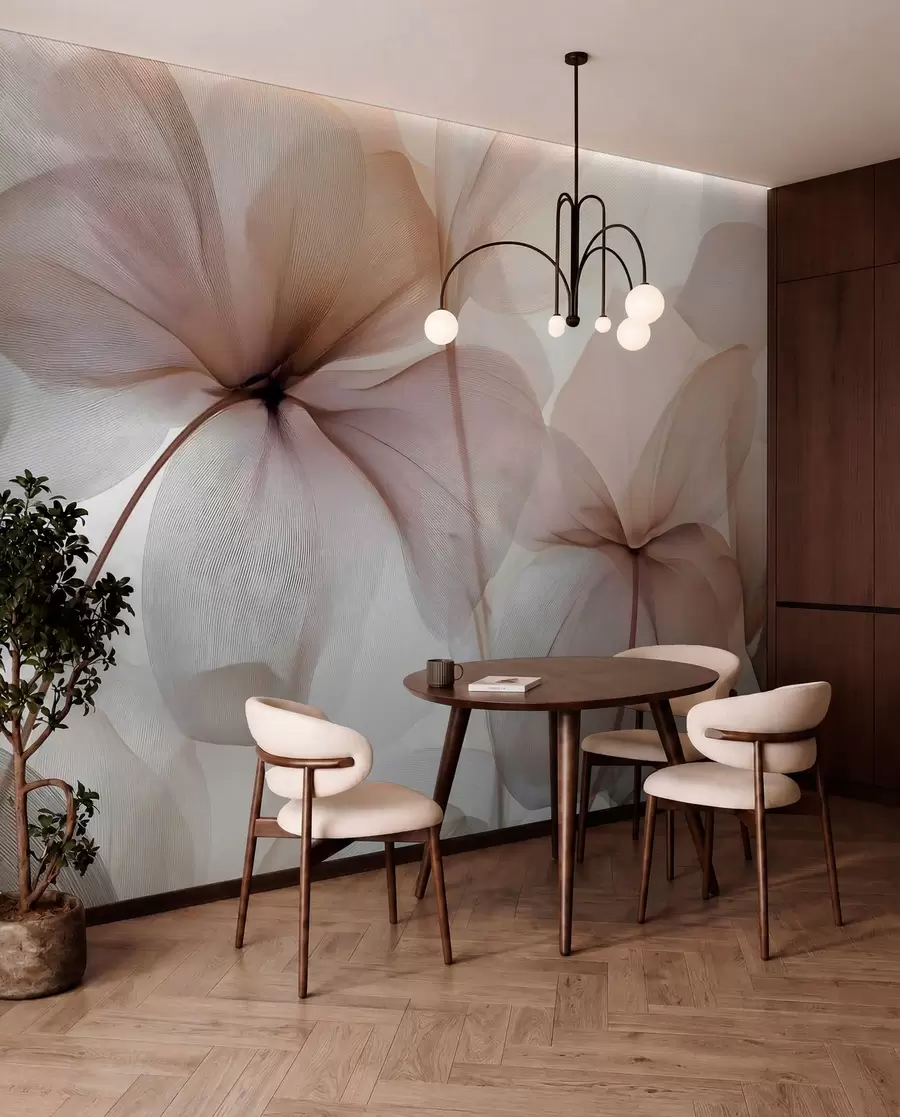 murales de pared flores semitransparentes con vetas w05070