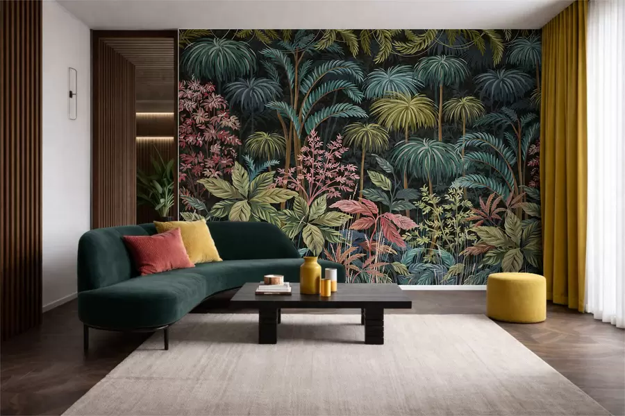 murales de pared Follaje tropical denso con hojas grandes. w05116