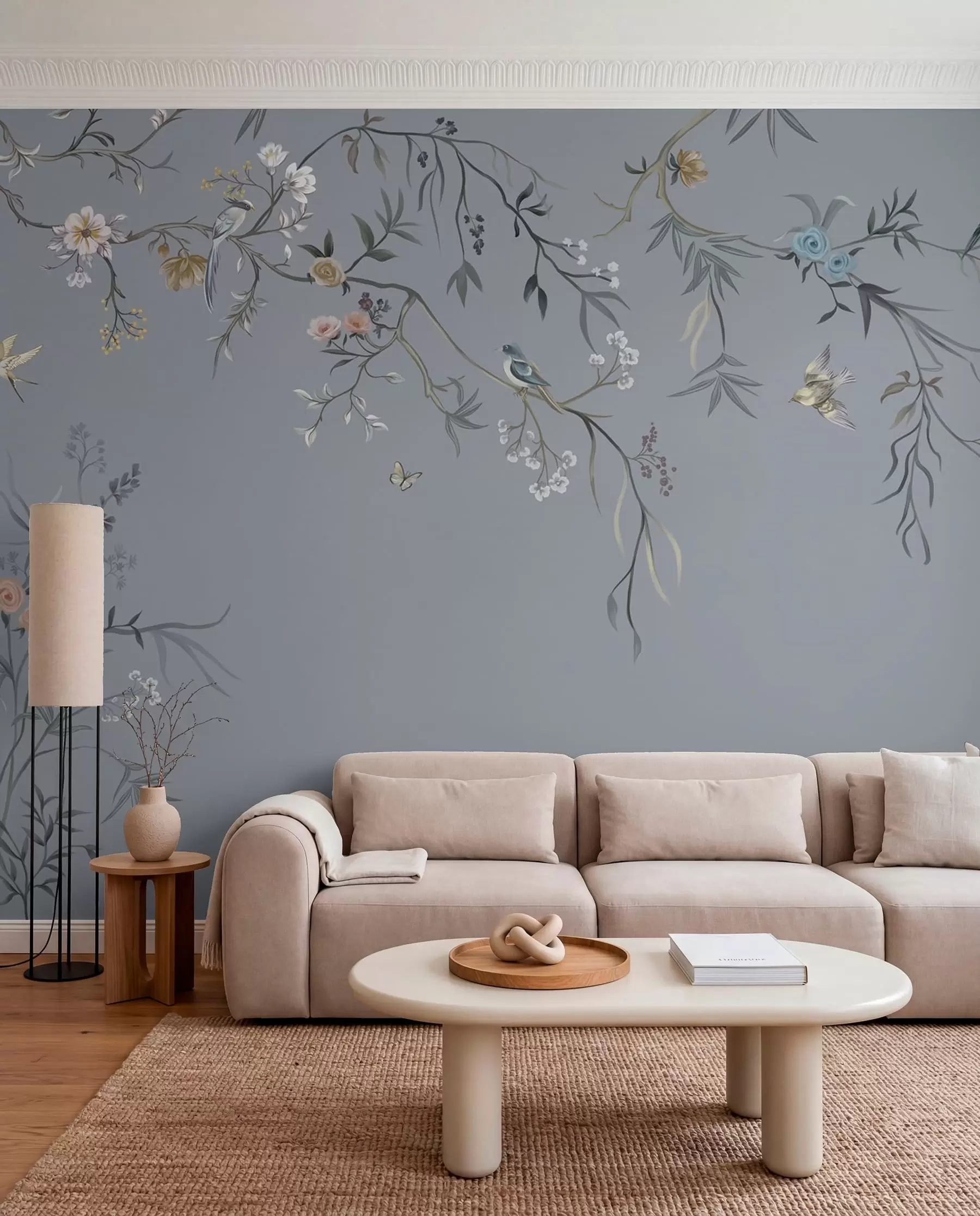 murales de pared Ramas y aves sobre pizarra w05127v5