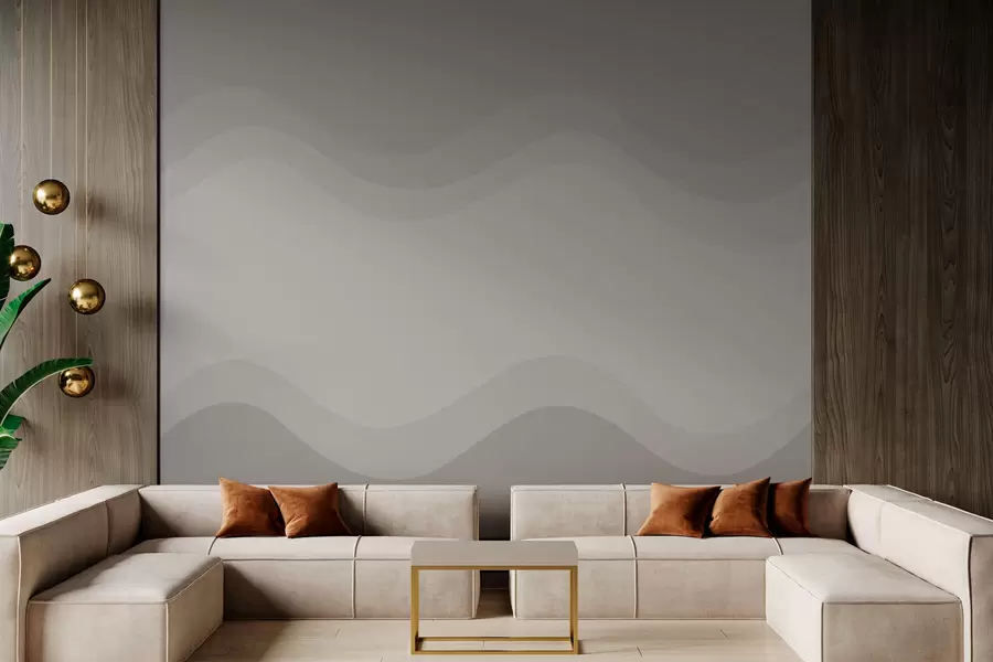 murales de pared Ondas abstractas en una paleta de colores beige neutros. w05132v3