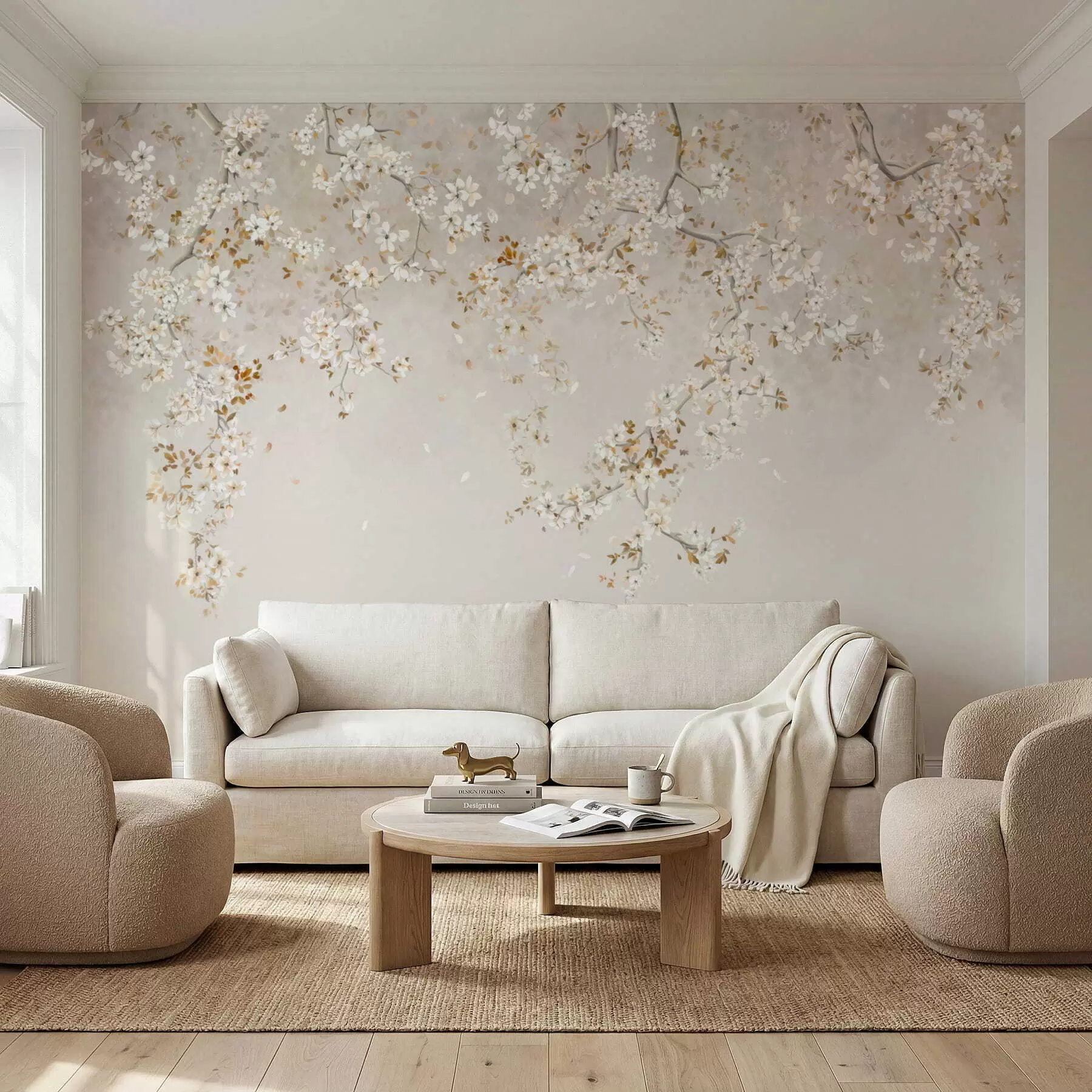 murales de pared Floración marfil w05129