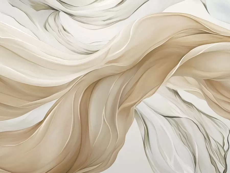 murales de pared Ondulaciones fluidas de tela beige w05152