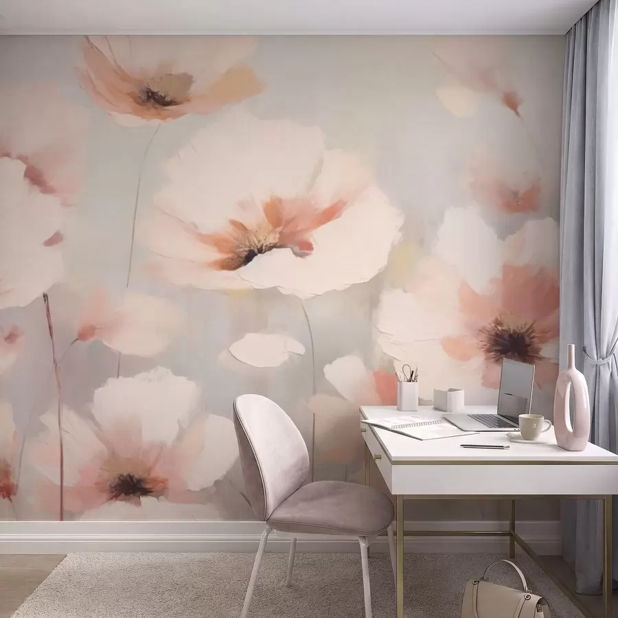 murales de pared Delicadas flores en tonos pastel w05222