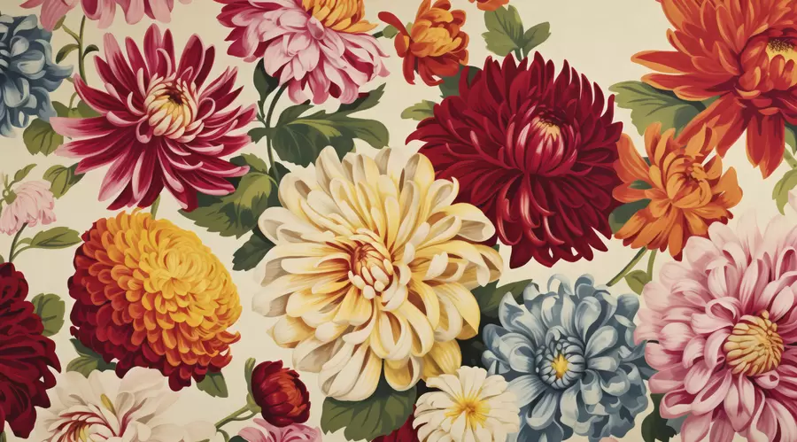 murales de pared Dalias en vals de colores w05306