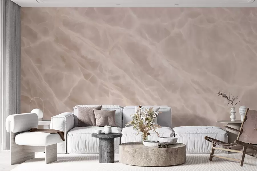 murales de pared Elegante obra de arte abstracta en una paleta de colores beige con imitación de mármol. w09684