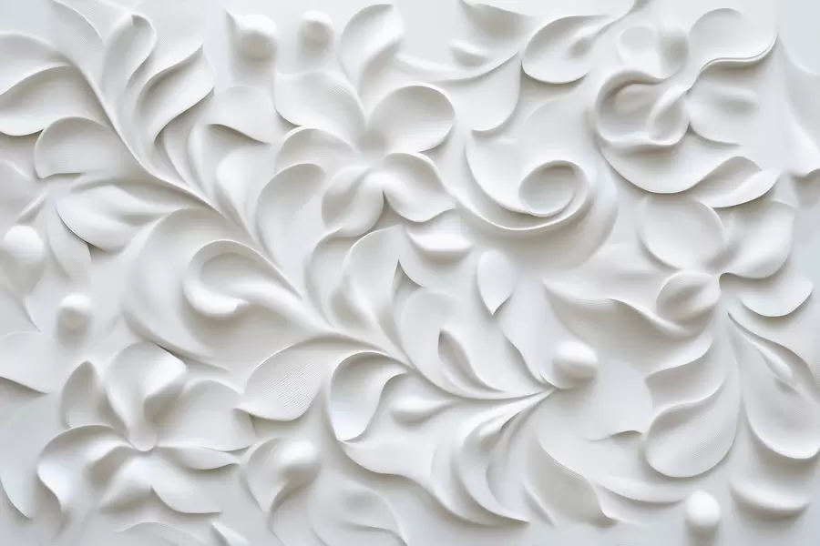 murales de pared Adorno floral dimensional gris w09727