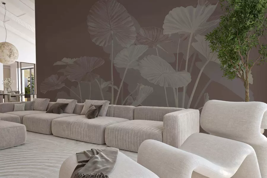 murales de pared Jardín de lotos pintados w05364v2