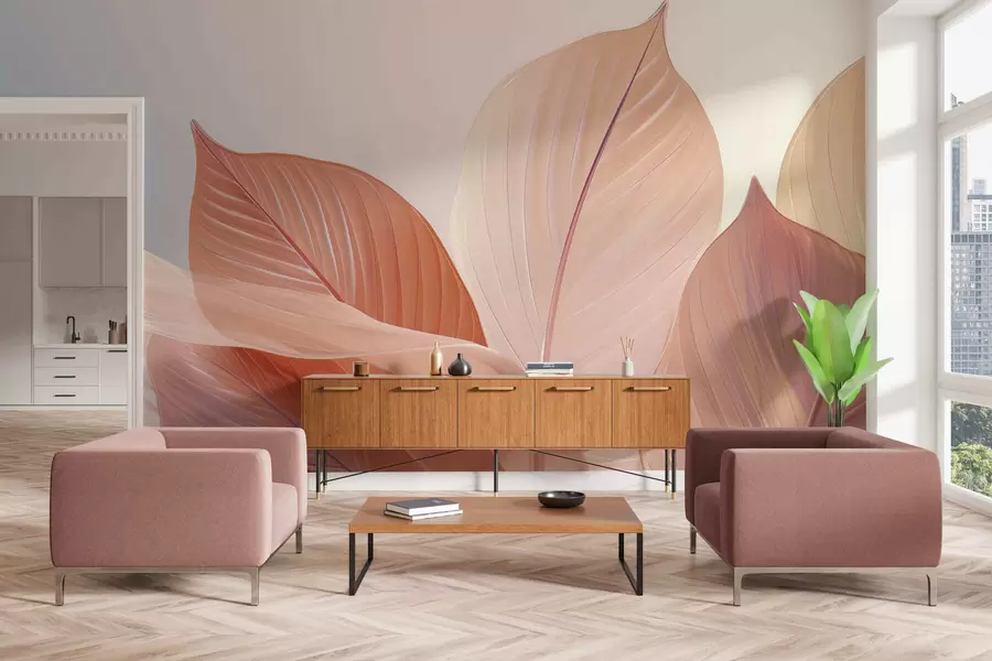 murales de pared Danza de hojas grandes w05283