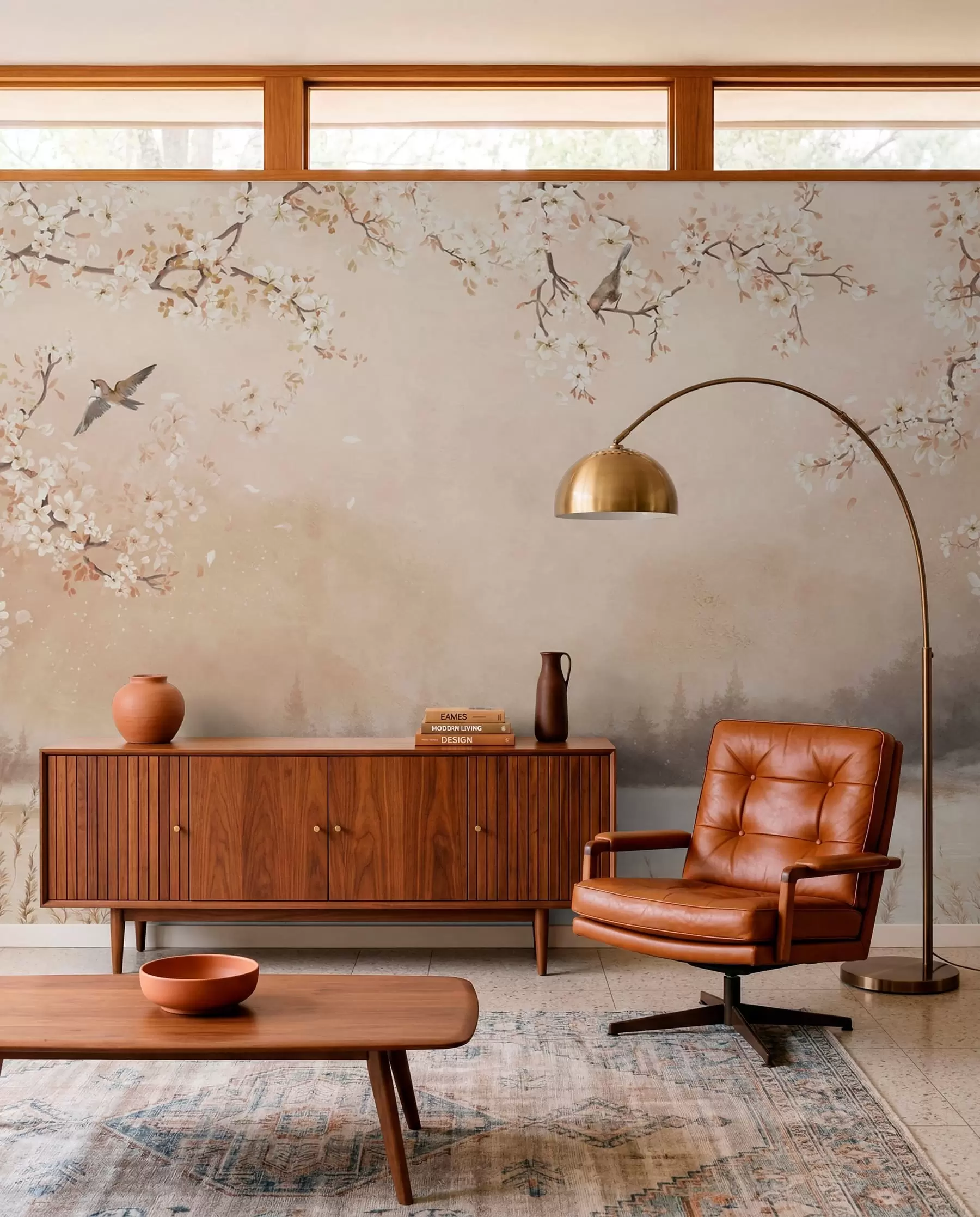 murales de pared Aves bajo ramas en flor w05155