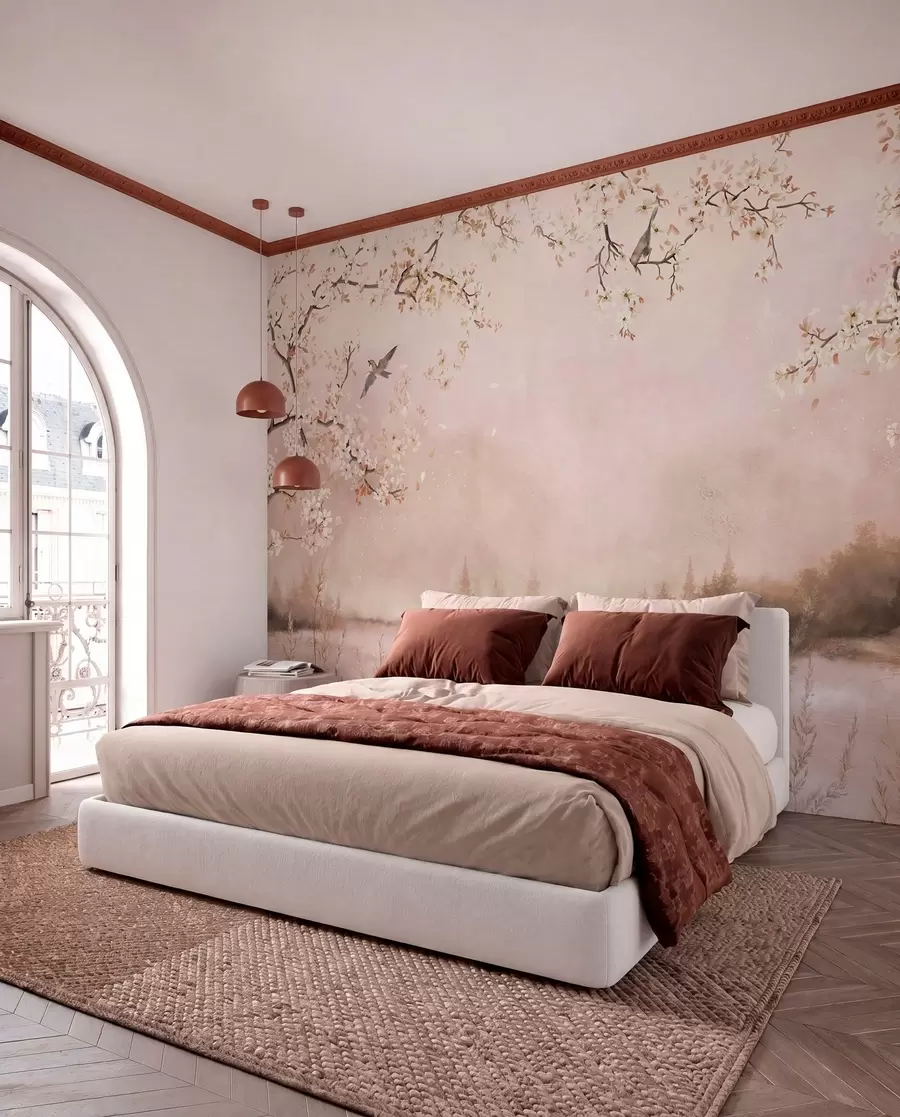 murales de pared Ramas en flor en rosa w05155v1