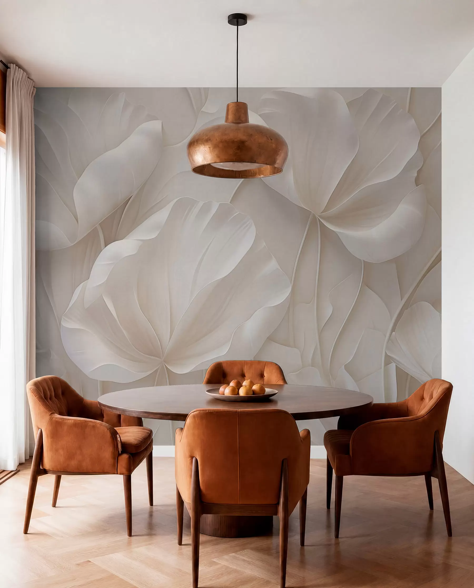 murales de pared Flores esculpidas con pétalos suaves w05355