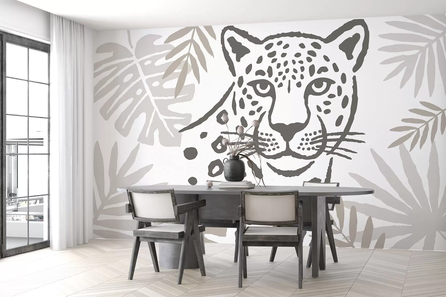 murales de pared Un leopardo entre las hojas w05396