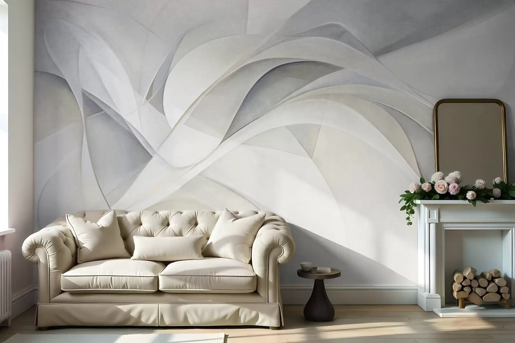 murales de pared Formas abstractas y fluidas, arte moderno con textura w09766