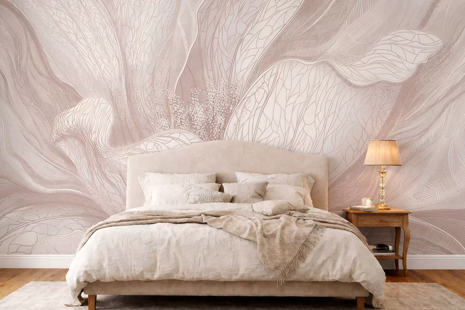 murales de pared Flor abstracta en tonos beige claro w05119