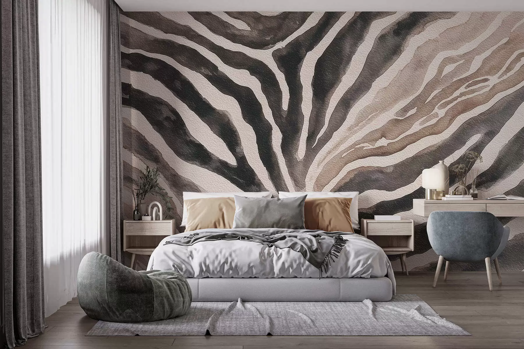 murales de pared Abstracción suave con texturas naturales en tonos neutros w09801