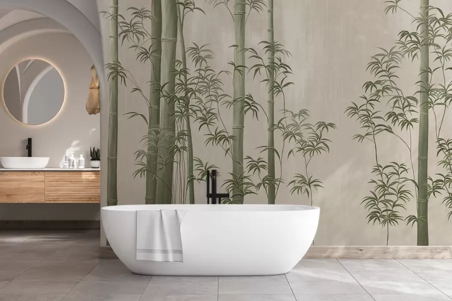 murales de pared Bambú verde claro w05120v1