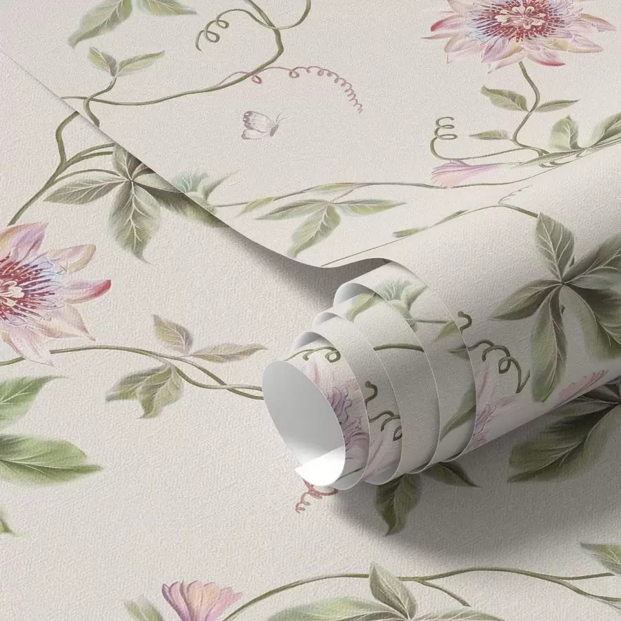 murales de pared Diseño con flores exóticas y enredaderas a01131