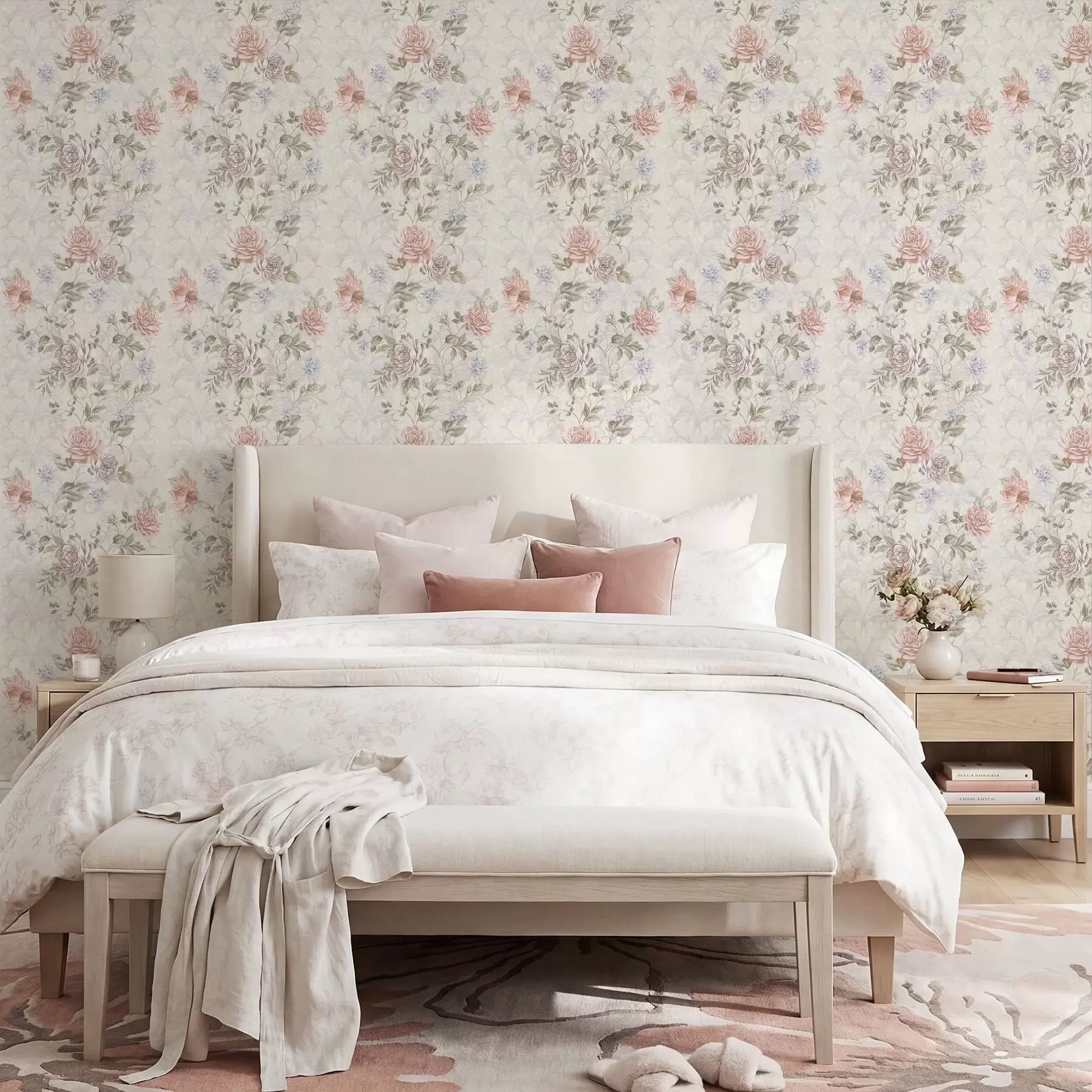 murales de pared Diseño de flores grandes en tonos pastel a01154