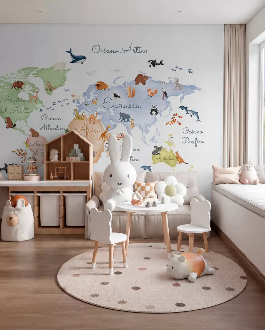 murales de pared Fauna pastel en español c00012es