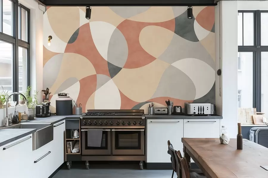 murales de pared Diseño abstracto con formas redondeadas en tonos cálidos w05149v1