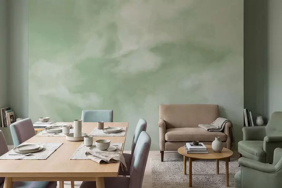 murales de pared Fondo difuminado en suaves tonos verdes w05426v2