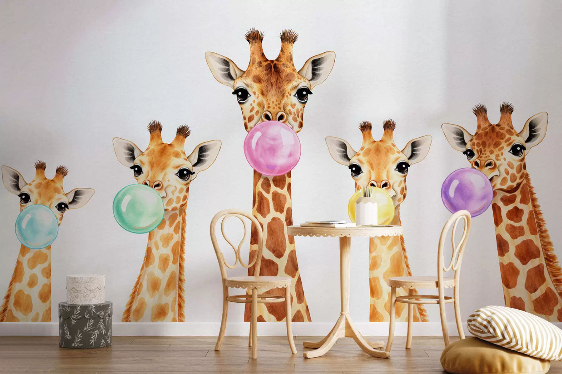 murales de pared Jirafas con chicle w05492
