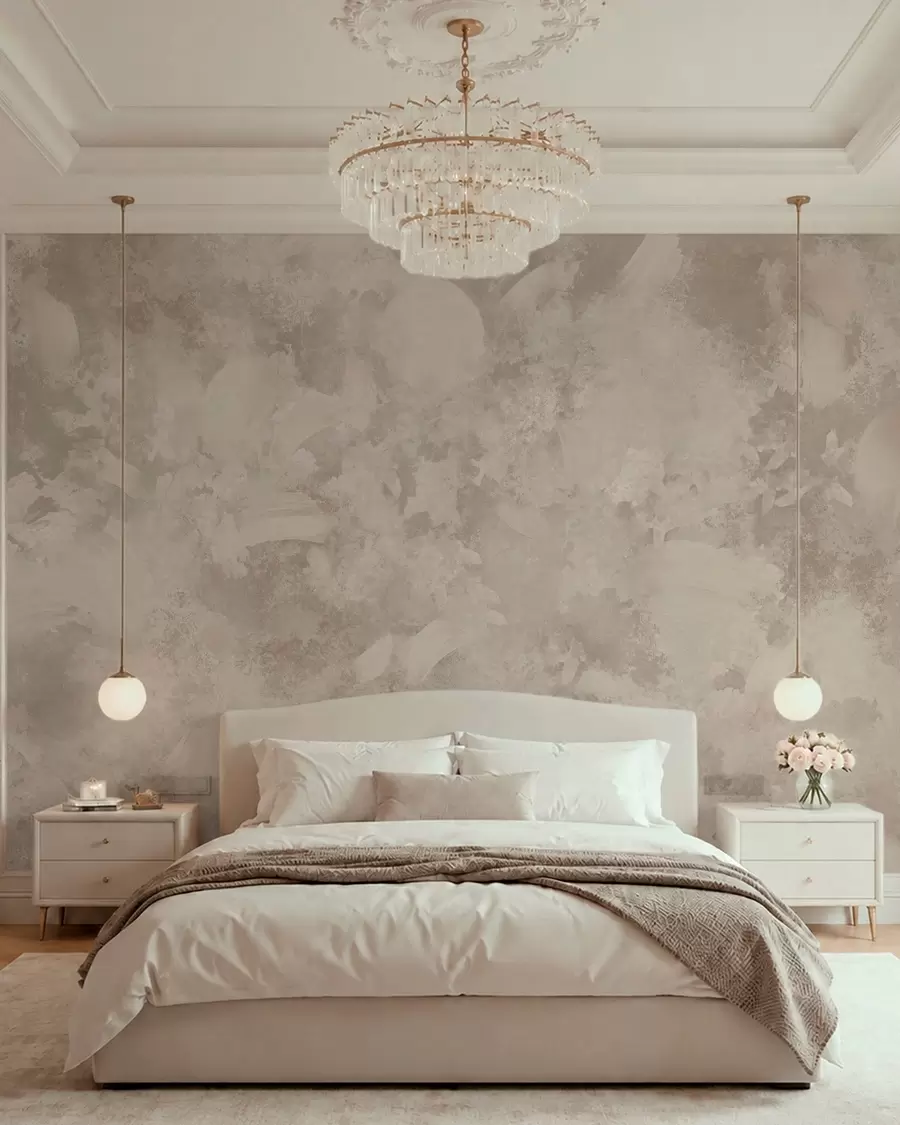 murales de pared Textura abstracta de pincel minimalista en tonos beige w05160