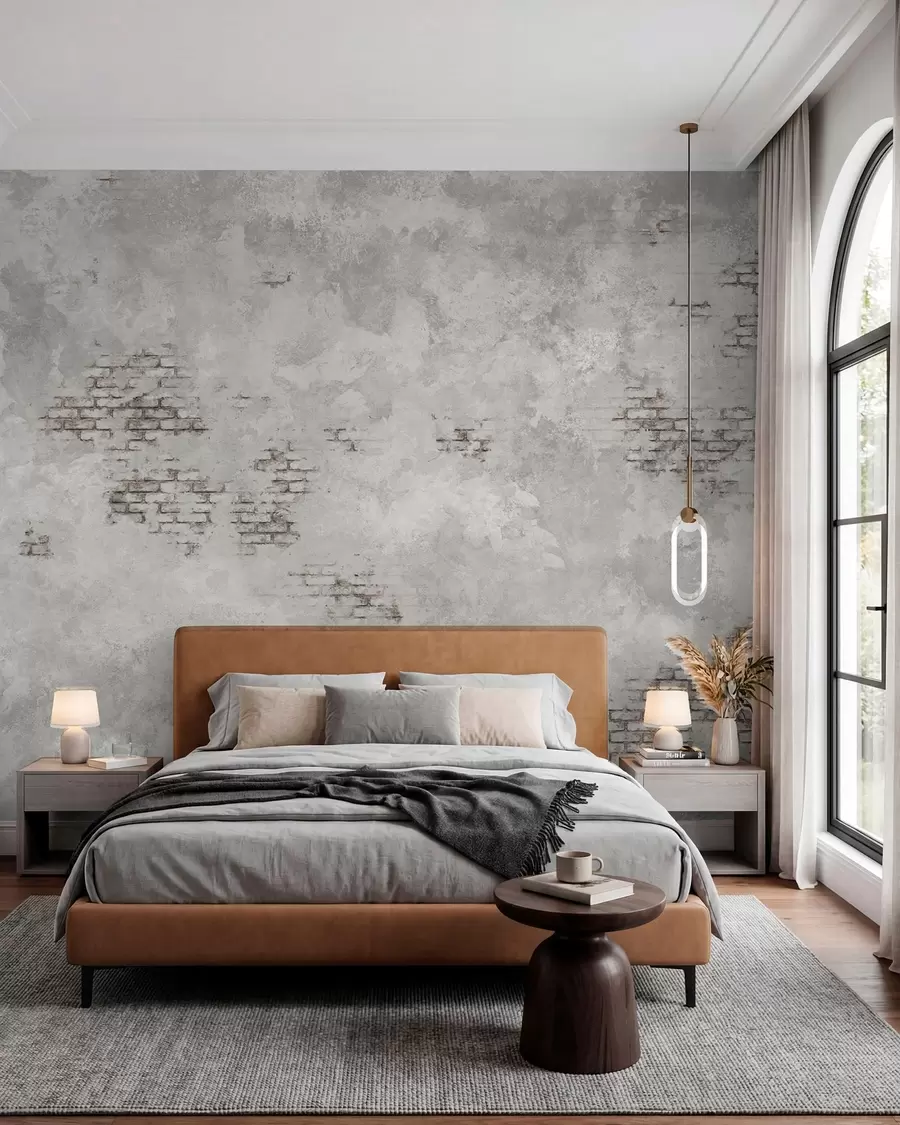 murales de pared Textura de yeso desgastado con fragmentos de ladrillo visto w05161