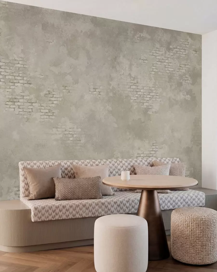 murales de pared Yeso ligero de estilo grunge con zonas de ladrillo visto w05161v1