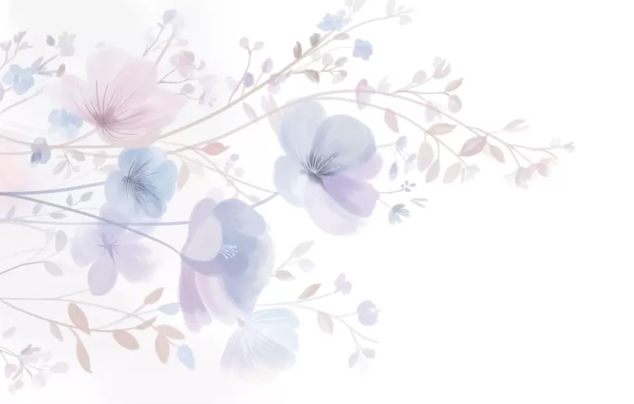 murales de pared delicadas flores silvestres sobre un fondo blanco w05388