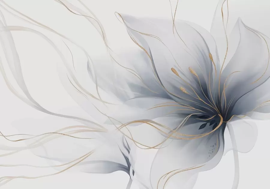 murales de pared Una flor azul abstracta con líneas fluidas al estilo del arte fluido w05428