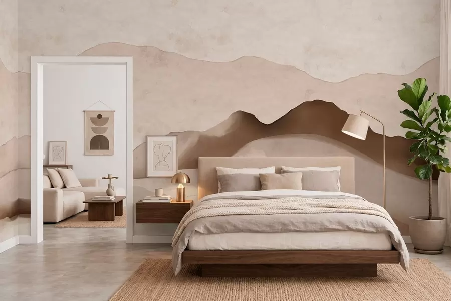 murales de pared Montañas abstractas en los estilos «Japandi» y minimalista w05434